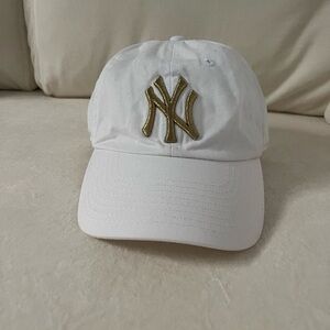 White Cap with Gold NY Yankees Logo